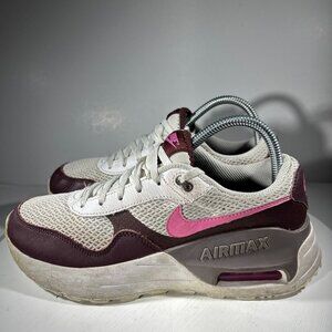 Nike AIRMAX System Boys Shoes Size 6 6Y White Burgundy Fashion Sneakers School
